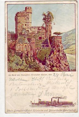 Rüdesheim im Rheingau und Niederwald Denkmal Litho 1902
