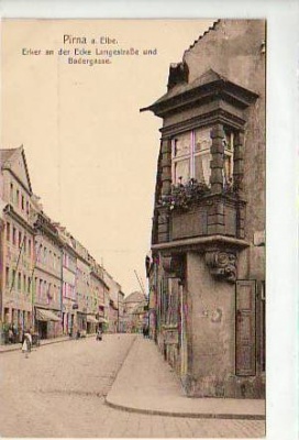 Pirna an der Elbe Ecke Langestraße-Badergasse ca 1915