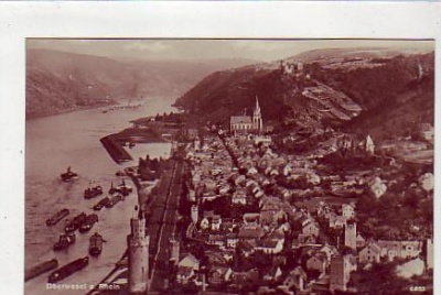 Oberwesel am Rhein Frachtschiffe ca 1925