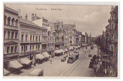 Magdeburg ,Breite Weg mit Strassenbahn ca 1910