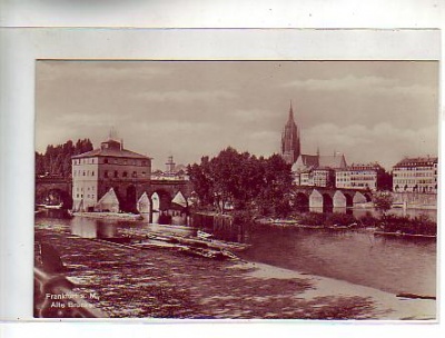 Frankfurt am Main Alte Brücke Foto Karte ca 1925